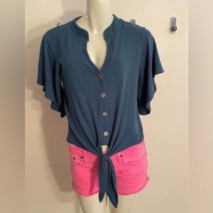 Women’s small Alfa brand terry-cloth top (teal)